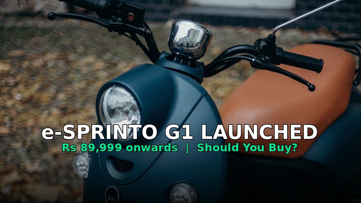 e-SPRINTO G1 Launched in India at Rs 89,999: Price, Range, Battery, Features — Should You Buy?